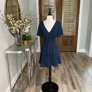 BB DAKOTA Navy and White Polka Dot Dress Size Small 4